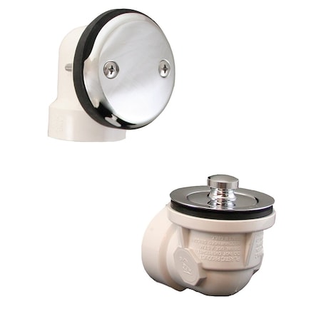 Jones Stephens Chrome Plated Two-Hole Friction Lift Bath Waste Kit, Standard Half Kit, White Plastic B07152